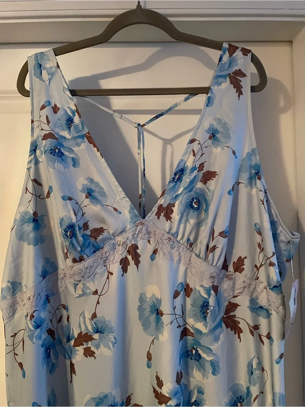 wild fable Light Blue Floral Lace-Trim Dress